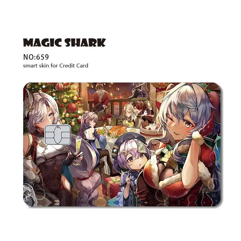 Magic Shark Anime Cartoon Game Save Money Pig Case Cover Film Skin Sticker for Small Chip Credit Card Bus Card
