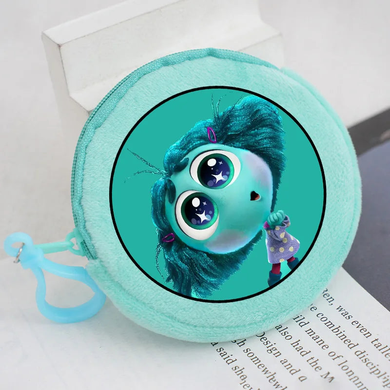 Disney Cartoon Movie Plush Coin Purse Inside Outs 2 Mini Pouch Portable Cute Round Wallet Key Organizer Kids Birthday Gifts