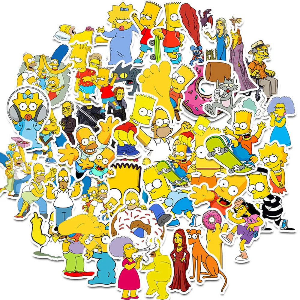 10/30/50pcs Cool The Simpsons Cartoon Stickers Comedy Family Anime Sticker Phone Luggage Laptop Fun Graffiti Decals Kids Toys