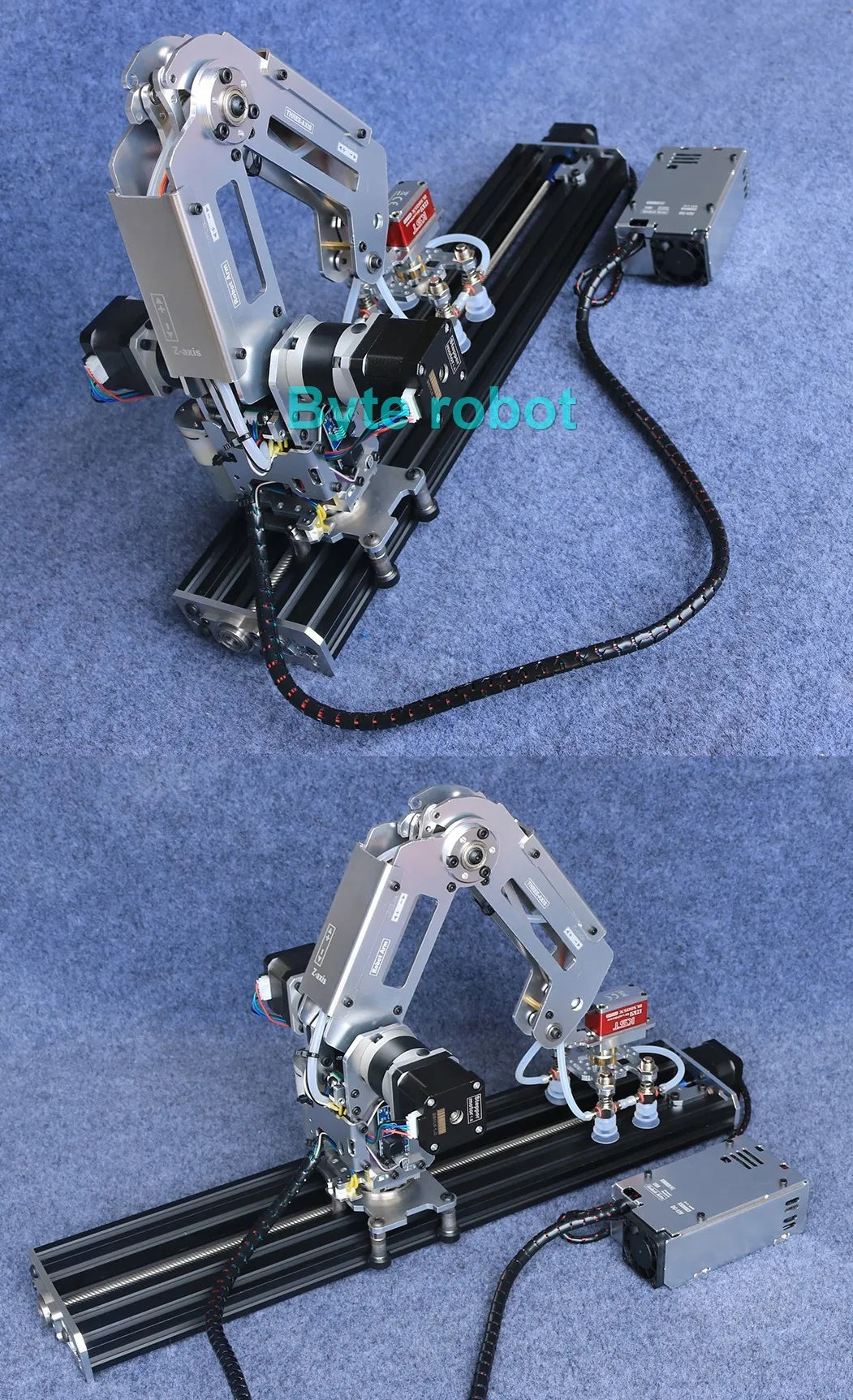 Full Metal Stepper Robot Arm 4 Aixs Mechanical Arm Bracket Sliding Table Unassembled Kit for Industrial Robot Model Stepper Claw