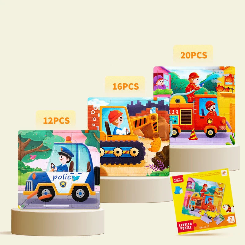3 in 1 Cartoon Puzzle Book Baby Educational Toy Puzzle Folding Dinosaur Animal Travel Game Early Education Toy Gifts