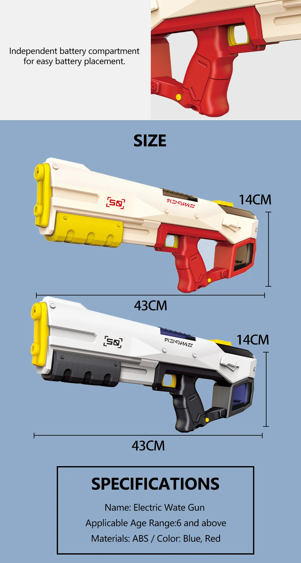 Electric Water Gun  for Adults Kids High-pressure Strong Energy Action Automatic Water Spray Beach Pool Outdoor Toys