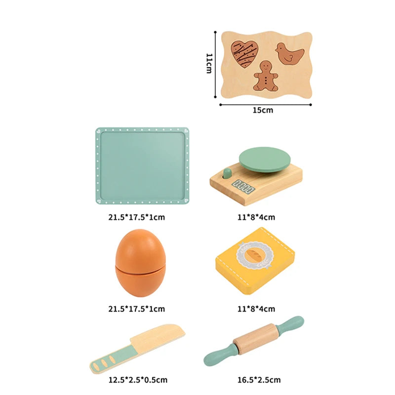 Wooden Kitchen Pretend Play Toy Kids Wooden Toys Coffee Maker Set Cake Ice Cream Tea Playset Toddler Learning Educational Toys