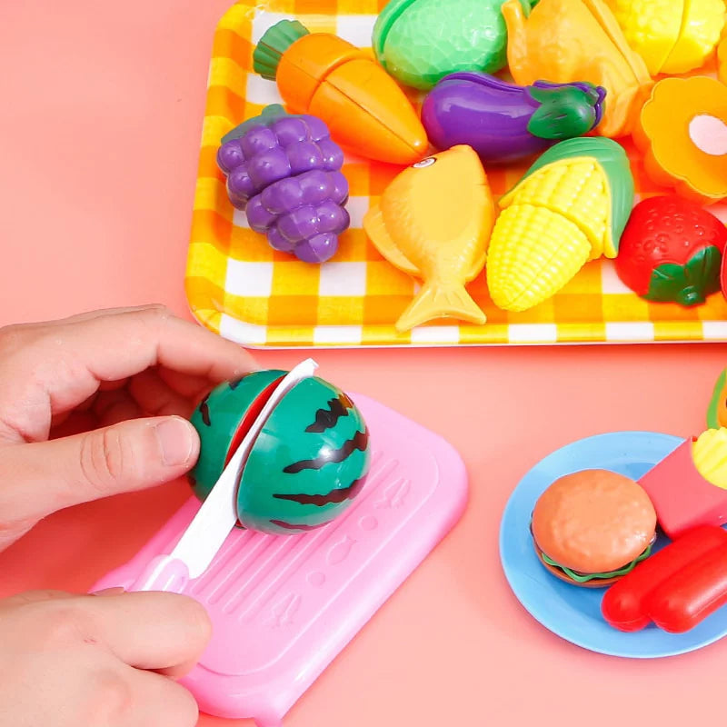 Kids Simulation Kitchen Toy Accessories Toddler Pretend Play Kitchen Toy with Cookware Steam Pot, Toy Cutlery, Cut Play Food