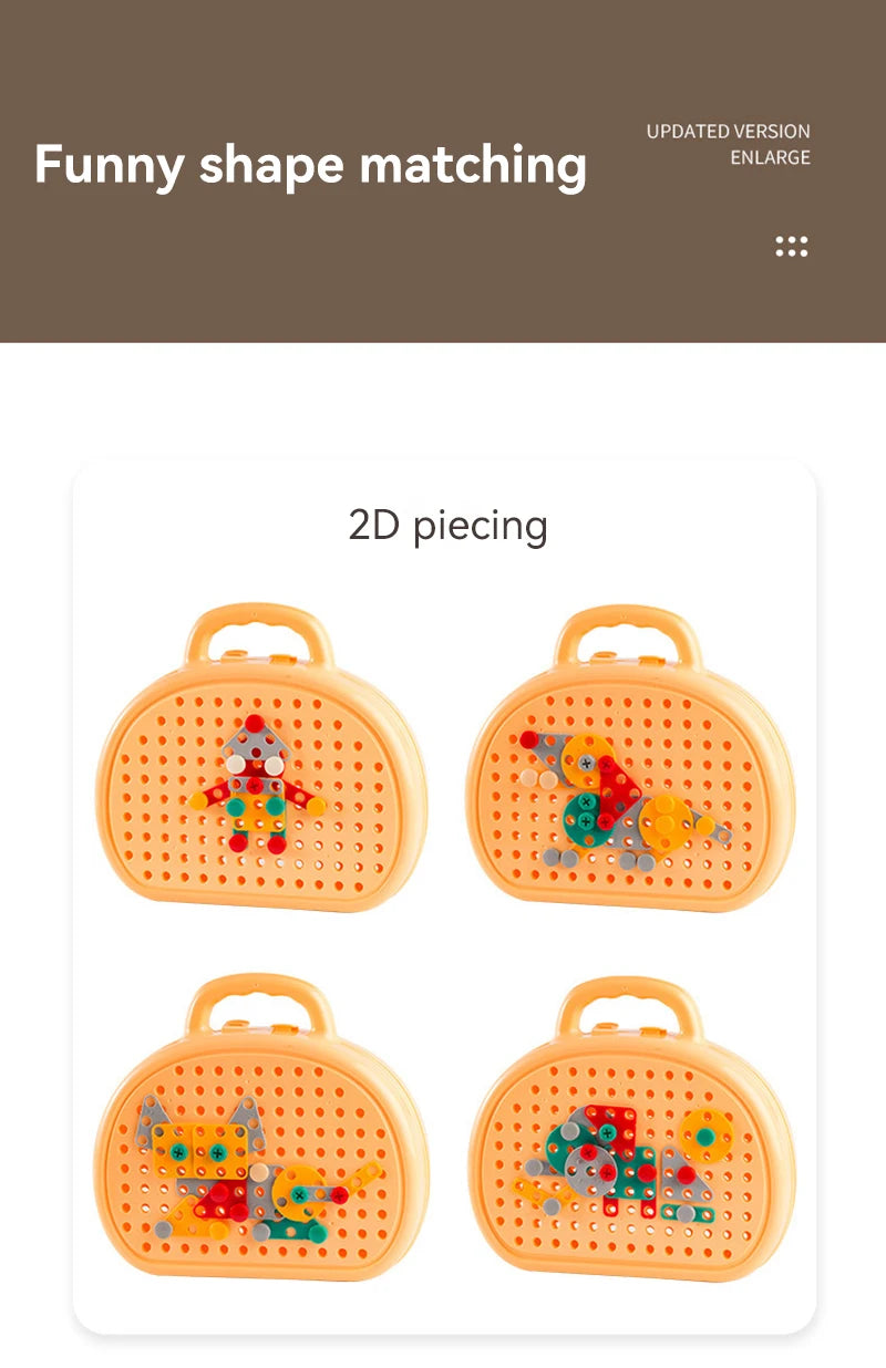 Children Electric Drill Toolbox Driller Games Tool Toy for Boys 4 6 Years Old Montessori Screw Puzzle Kid Pretend Play Toys Gift