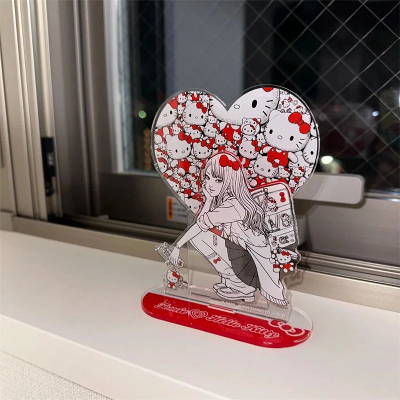 Sanrio Hello Kitty Tomie Junji Ito Sign Jointly Badge Standing Board Keychain Cartoon Humanoid Standing Board Anime Peripheral