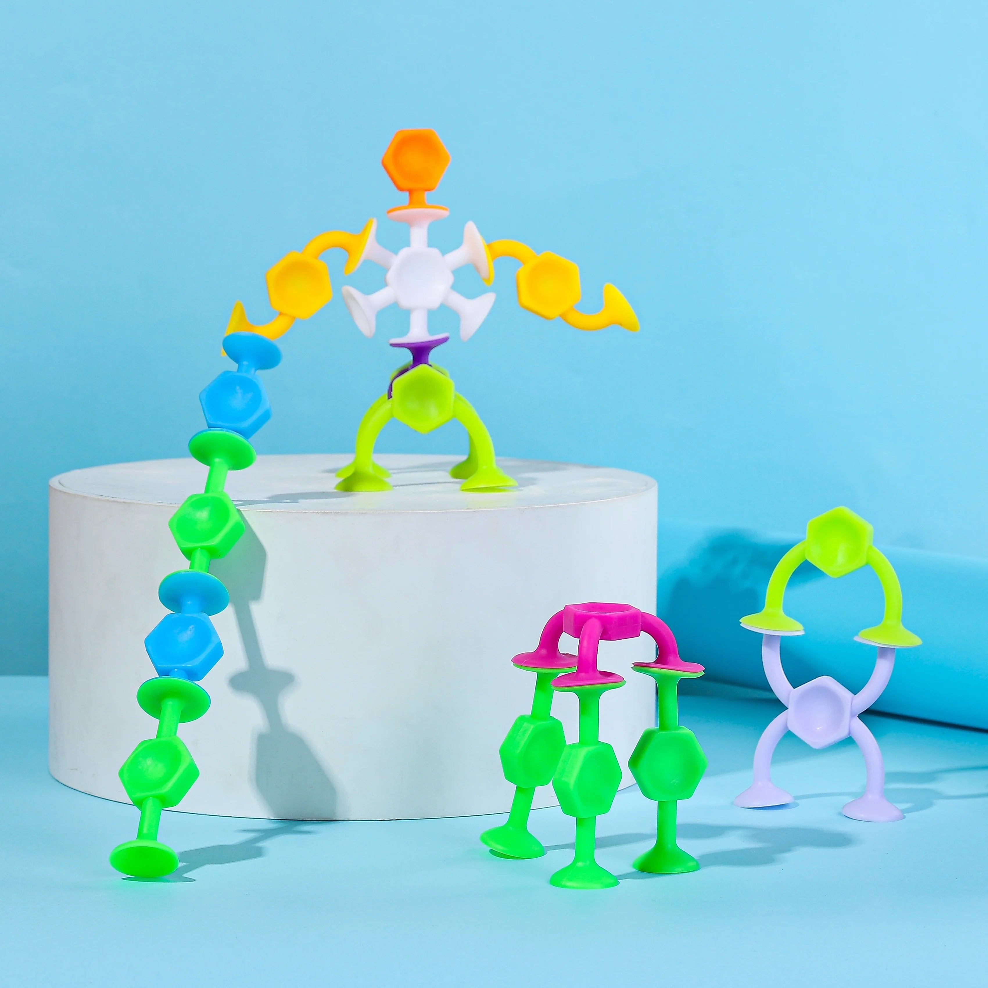 19/24/48Pcs Suction Bath Toys for Kids Soft Silicone Sucker Toys Toddlers Fidget Sensory Suction Cup Toy for Windows Travel