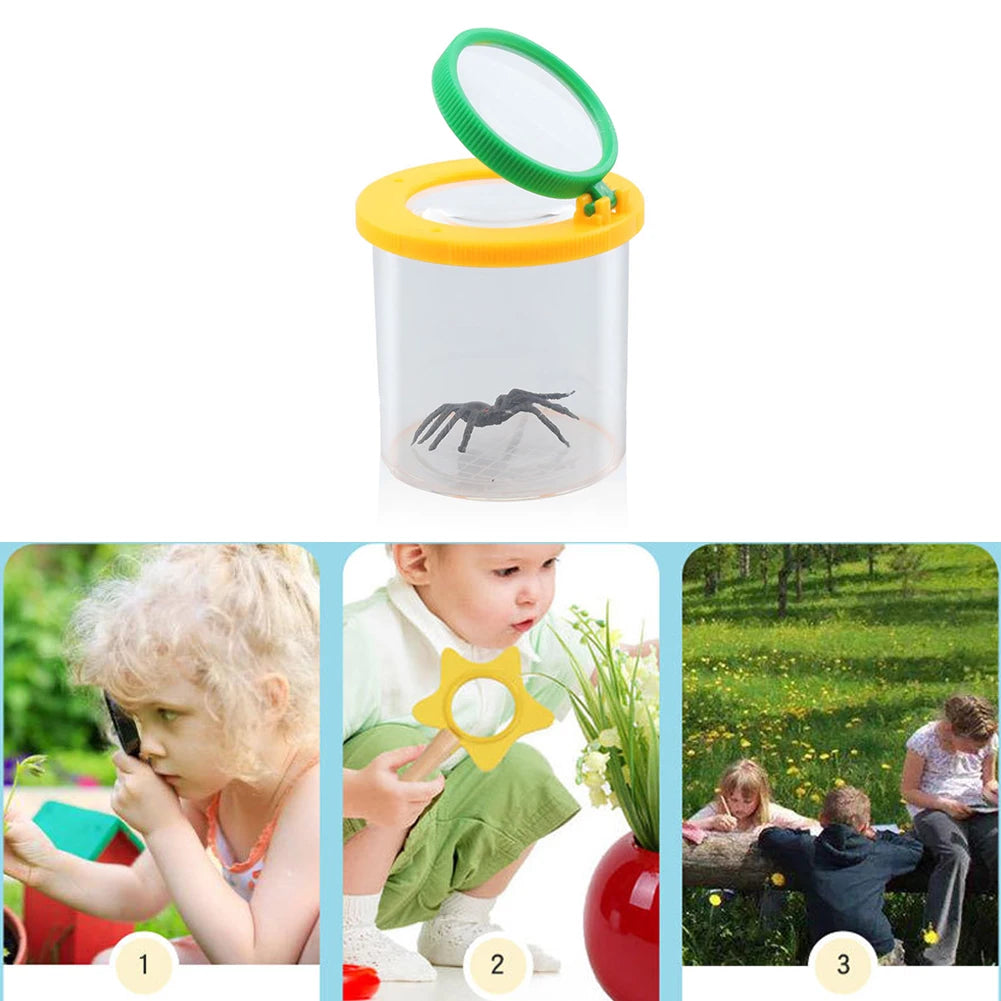 Home Magnifying Glass Children Crawler Spider Insect Observation Box 3X 6X Magnifier Insect Box for Science Nature Exploration