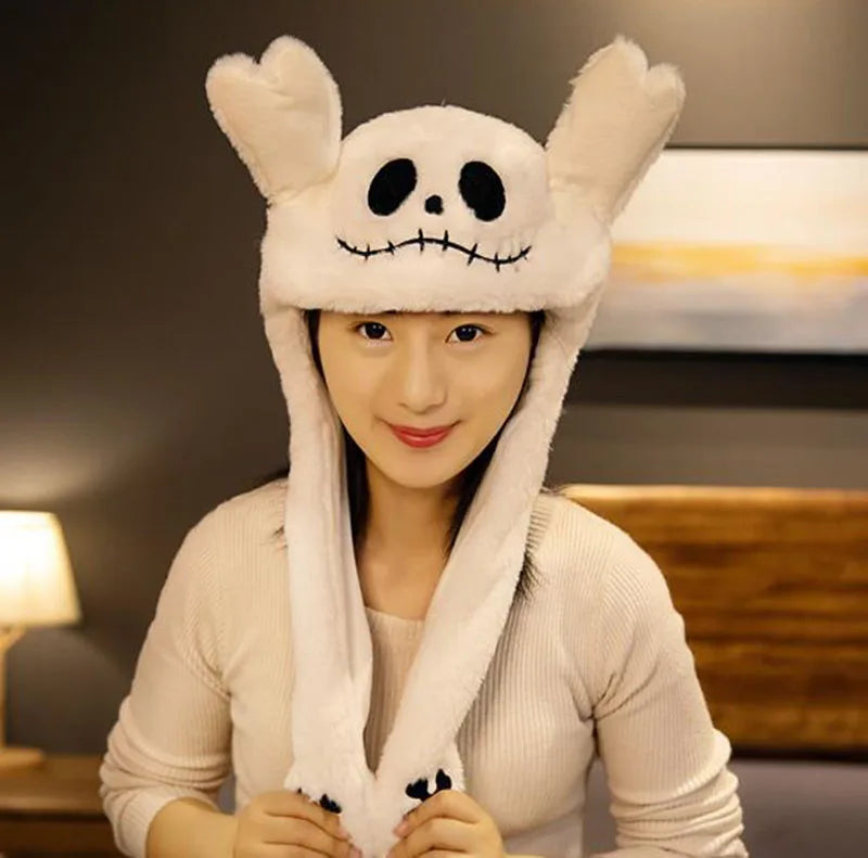 Cute Bunny Ear Moving Hat Animal Plush Hat Jumping up Moving Ears Pop Up Funny Cap Dress Up for Adult Kids Cosplay Party Hat