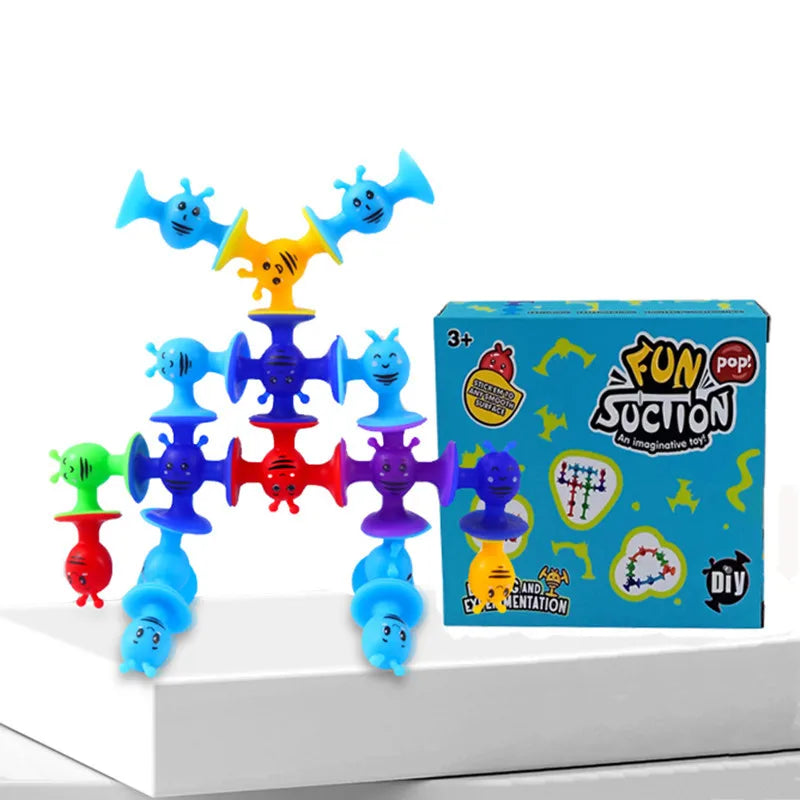 Small Bees Suction Cup Toys Set,Soft Building Blocks Pop Sucker,Parent-child Interactive Game, Window Bath Toys