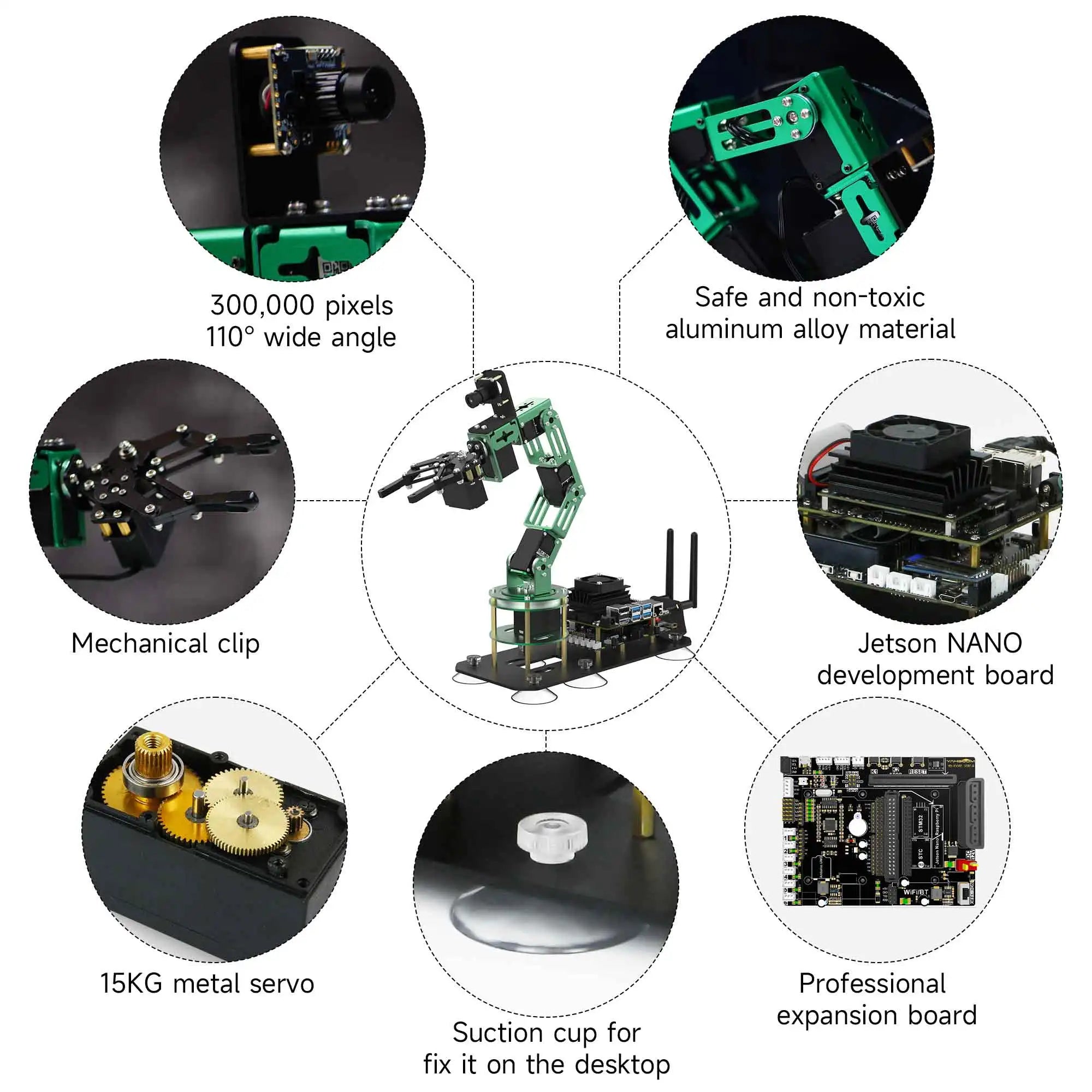 Yahboom 6DOF AI Visual Robotic Arm ROS Robot Kit Artificial Intelligence Robot with 15KG 6KG Servo for Jetson NANO 4GB CE ROHS