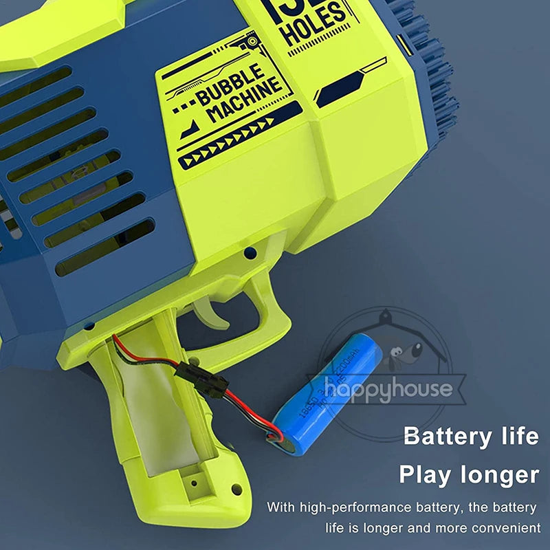 Bubble Gun Rocket 132 Holes Soap Bubbles Machine Gun Shape Automatic Blower With Light Toys For Kids Pomperos Childrens Day Gift