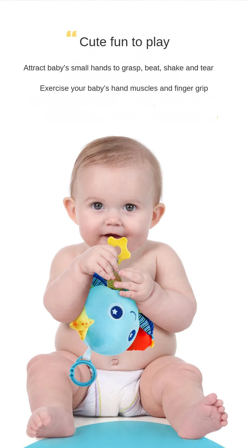 Baby Hanging Rattle Toys Plush Soft Animal Stuffed Handbells Educational Infant Development Handle Toys for Stroller Crib
