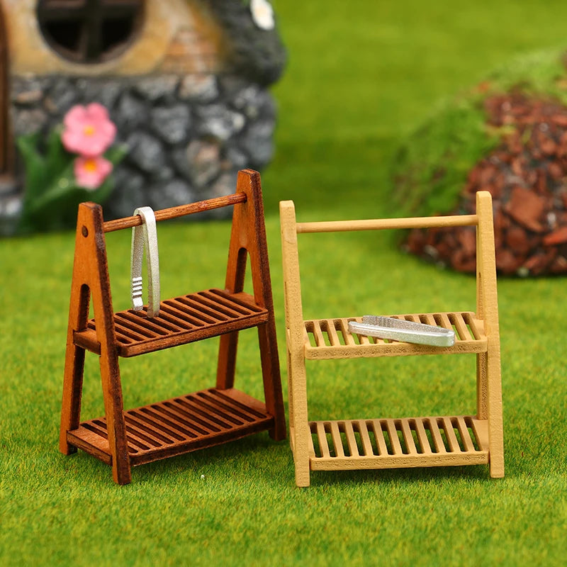 1 Set 1:12 Dollhouse Miniature Bread Rack Cake Shelf Storage Box/Basket W/Baking Clip Scene Decor Doll House Accessories