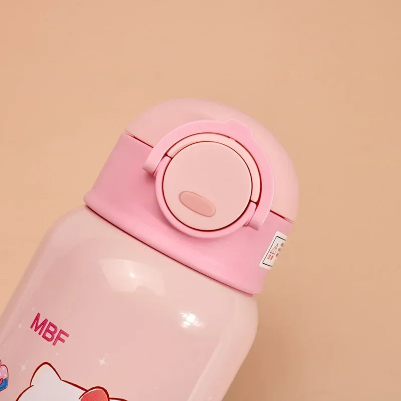 Sanrio Kuromi Thermal Cup Set 500ML My Melody Cartoon Children's Insulation Cup Stainless Steel Water Bottle with Straw Kid Gift