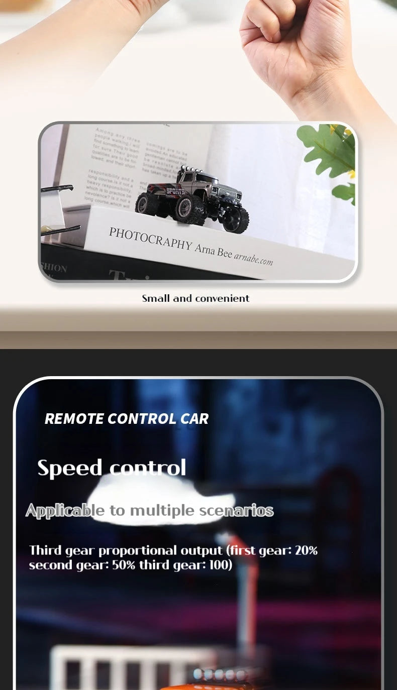1:64 Speed Mini Off-Road Remote Control Car Alloy Cool Lighting Shock Absorption Children's Desktop Competition Toy Small Gift