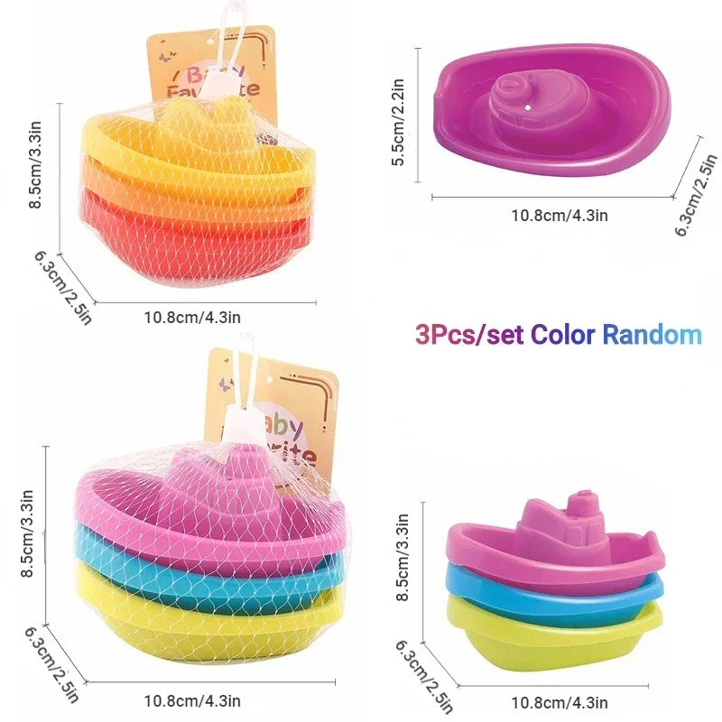 Baby Bath Toys Stacking Boat Toys Colorful Early Education Intelligence Gift Boat-shaped Stacked Cup Folding Tower Baby Toys