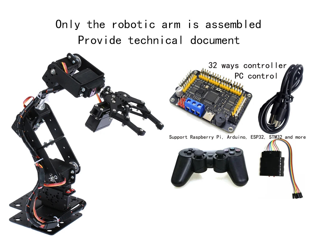Robotic Arm Kit 6 DOF Programming Robot Arm DIY Kit for Arduino for Raspberry Pi Robot UNO/ESP32 Open Source Code and Tutorial