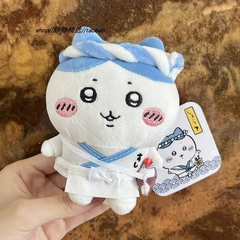 New Chiikawa Sushi Chef Series Hachiware Usagi Cute Plush Doll Keychain Girl School Bag Pendant Anime Kawaii Toy Decoration Gift