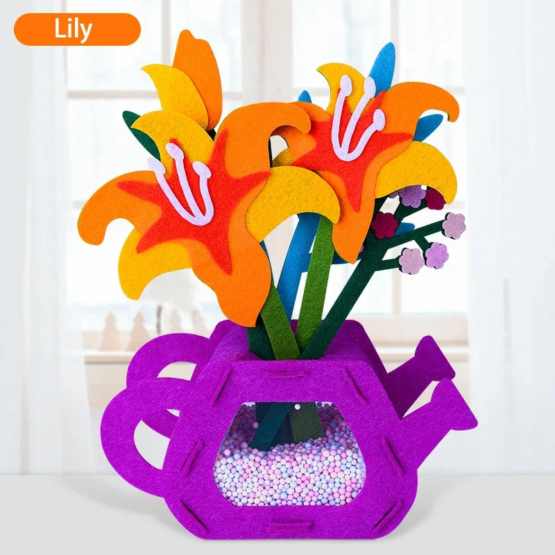 DIY Flower Toys Montessori Arts Crafts Non-weaving Handicrafts Flowerpot Toys for Kids Early Preschool Educational Funny Gifts