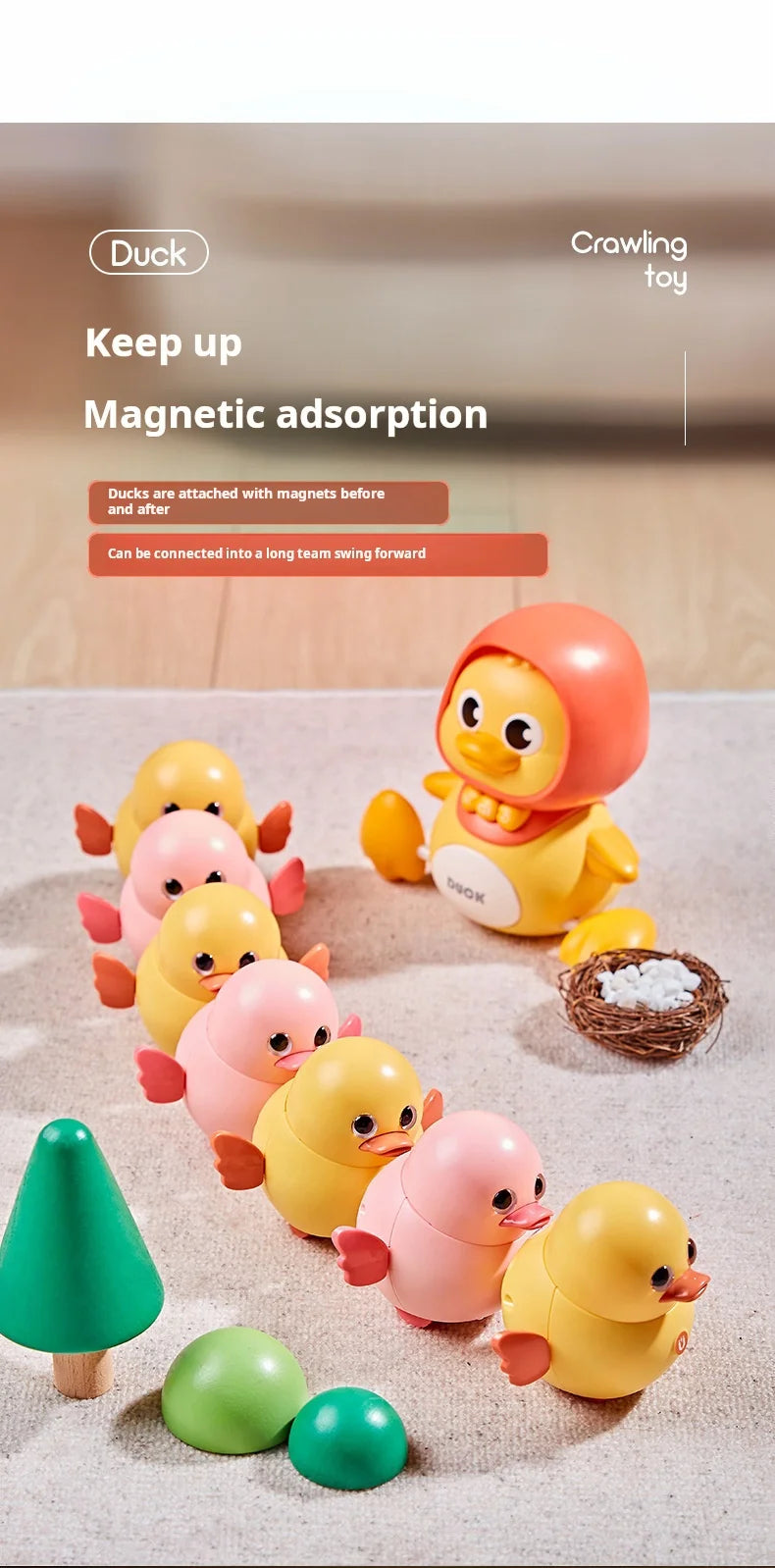 Montessori Baby Toy Power-driven Wobble Chicken Pet Squad Magnet Crawl Wobbler Duck Children Toys