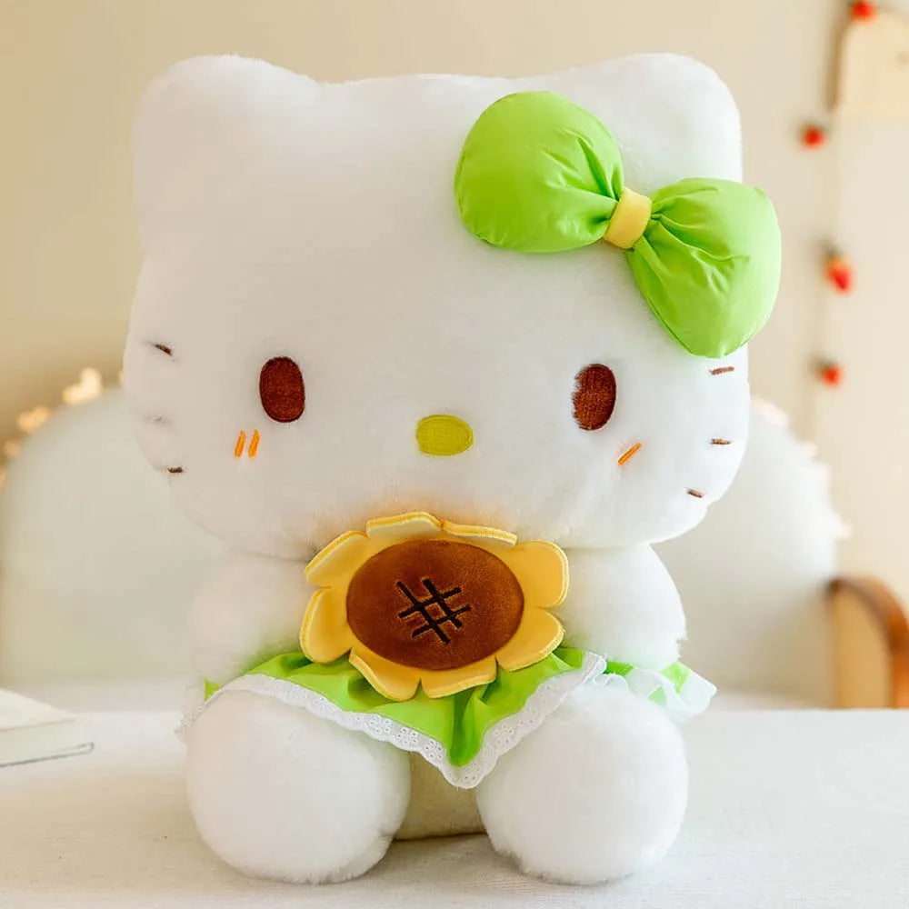 35CM Kawaii Sanrio Plush Toy Hello KItty Doll Plush Toy Cute KT Cat Sunflower Plushies Pillow Birthday Gift Home Decoration
