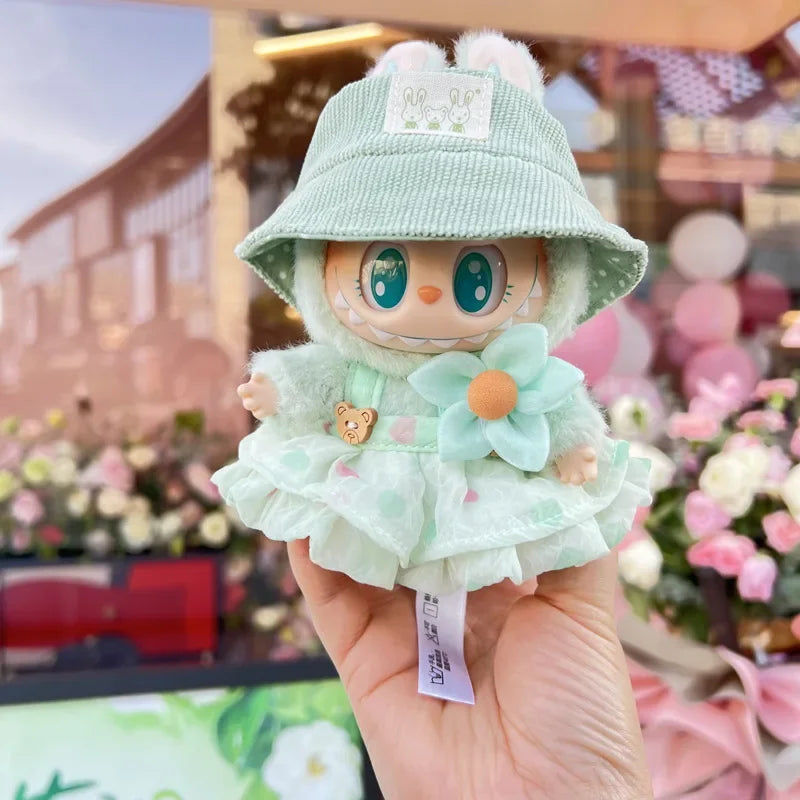 Cute Mini Plush Doll'S Clothes Outfit Accessories For Korea Kpop Exo Labubu II Idol Dolls Wrinkle dress Clothing DIY Kid Gift
