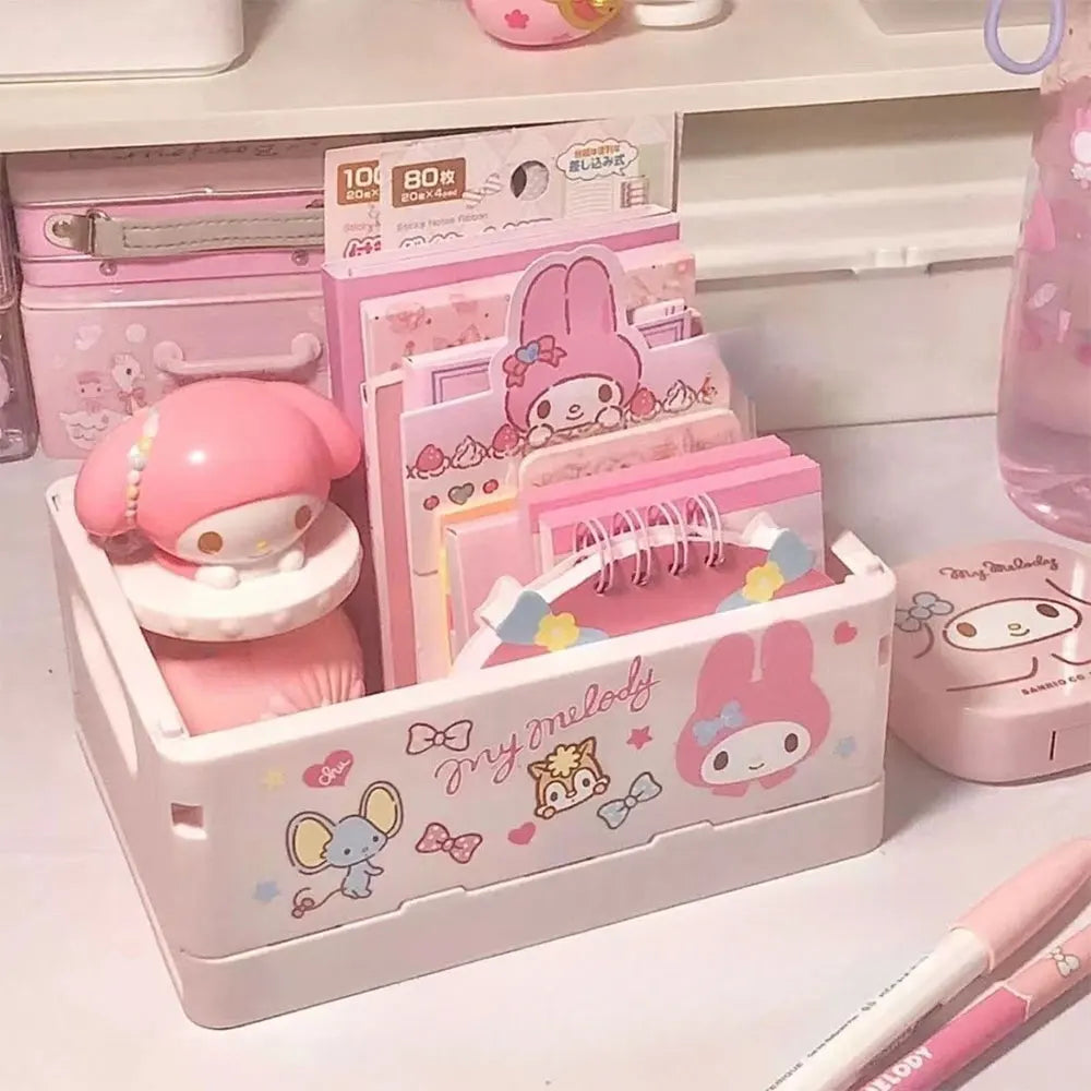 Foldable Sanrio Storage Box Kawaii Hellokitty Kuromi Cinnamoroll My Melody Desktop Storage Anime Cartoon Kids Gift
