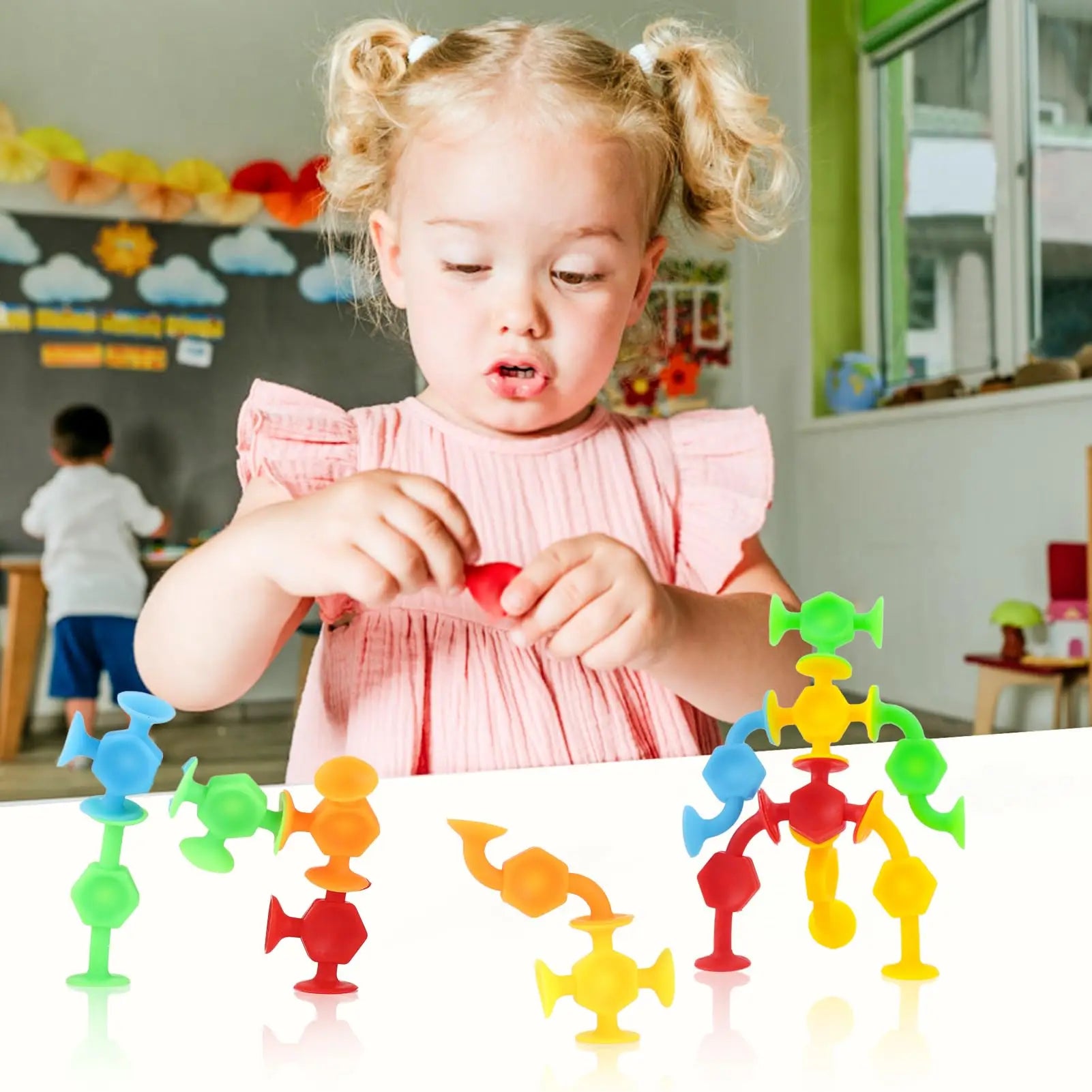 19/24/48Pcs Suction Bath Toys for Kids Soft Silicone Sucker Toys Toddlers Fidget Sensory Suction Cup Toy for Windows Travel