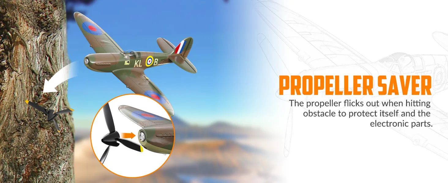 Spitfire RC Plane 2.4G 4CH  EPP 400mm Fixed Wingspan Remote Control Fighter One-key Aerobatic RTF 761-12 RC Aircraft