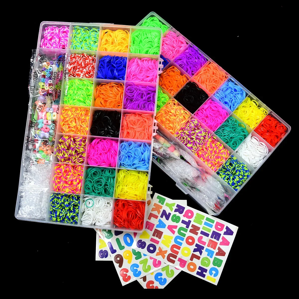 10000pcs Rubber Loom Bands Kits Beads Toys Set Hand Knitting Machine Handmade DIY Rainbow Weave Color Bracelet Girl Gift