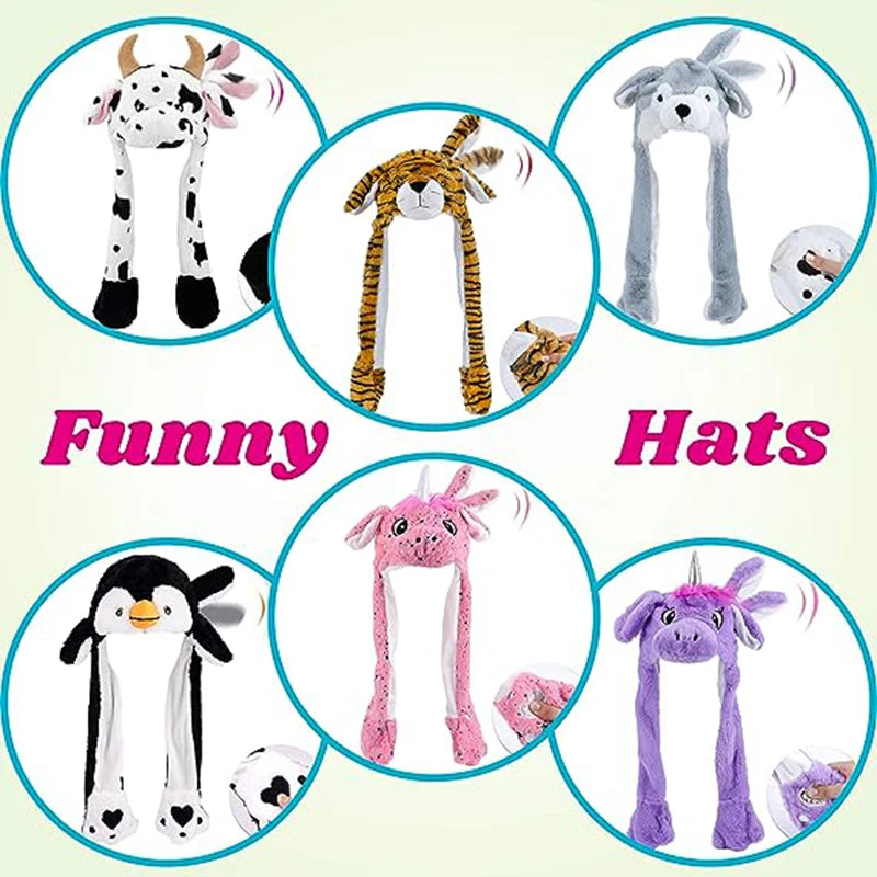 Cute Bunny Ear Moving Hat Animal Plush Hat Jumping up Moving Ears Pop Up Funny Cap Dress Up for Adult Kids Cosplay Party Hat