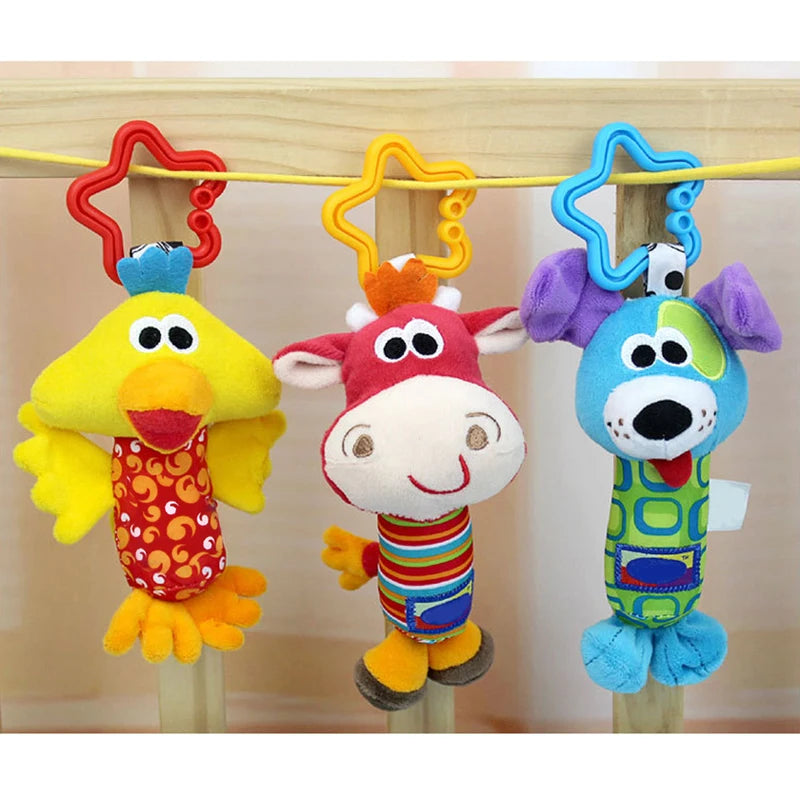 Baby Rattle Toys Kids Tinkle Hand Bell Plush Stroller Hanging Stuffed Animal Rattles Multi-functional Infant Sound Toy Kid Gifts
