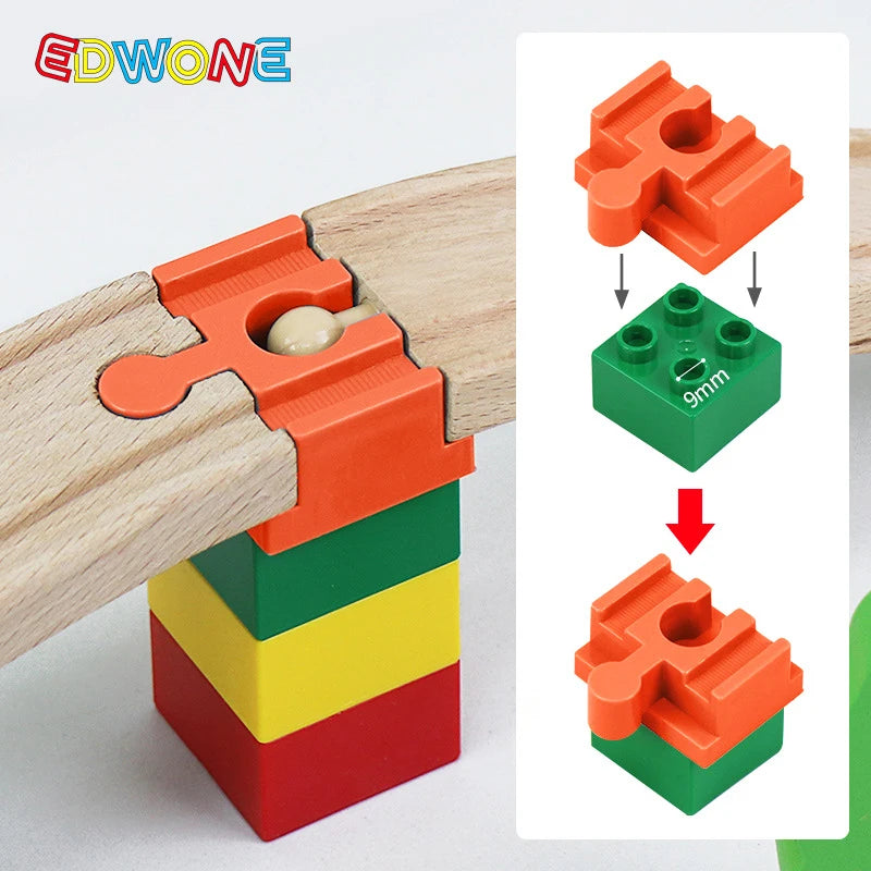 5pcs Wooden Train Tracks Accessories Building Blocks Adapters Plastic Track Connectors fit for All Wooden Tracks Toys for Kids