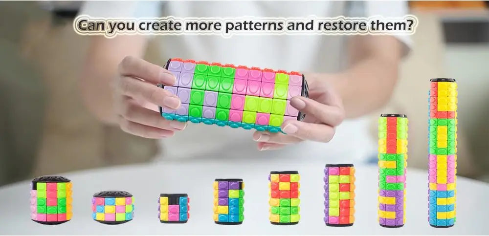 Magic Cube Puzzle 3D Cylinder Puzzle Rotate Fidget Toy Multi-Layer Brain Teasers Slide Logic Hand Game Colorful Sliding Sensor