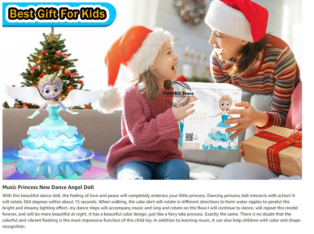 Dancing Princess Toys for Girls,Electric Cars Angel Doll with Colorful Flashing Lights & Singing Music Toys for Girls