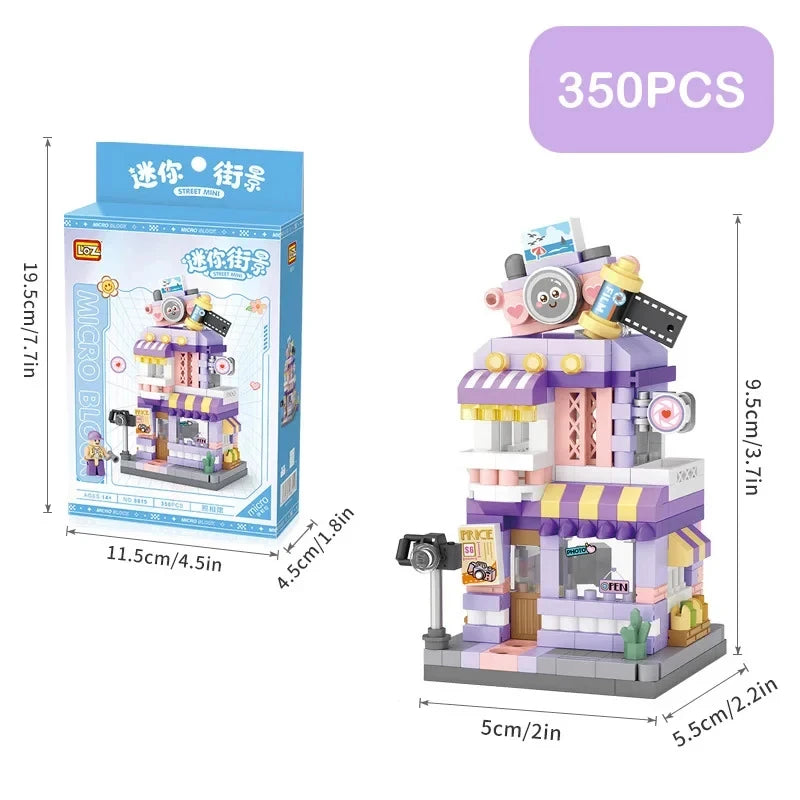 City Street View Building Block Set DIY Ice Cream Coffee Flower Shop Model Building Toy Ideal for Home Decor and Holiday Gifts