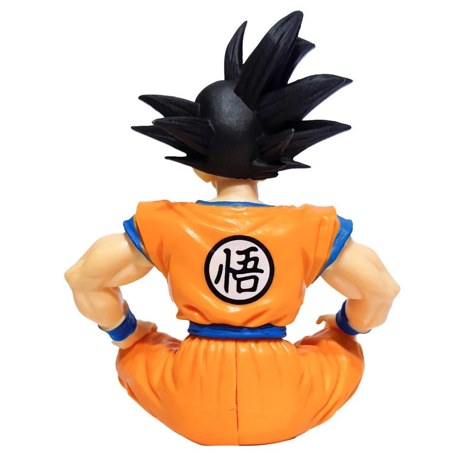 12CM Bandai Dragon Ball Z Anime Figure Sitting Position Son Goku Super Saiyan Action Figure Collection Model Doll Child Toy Gift